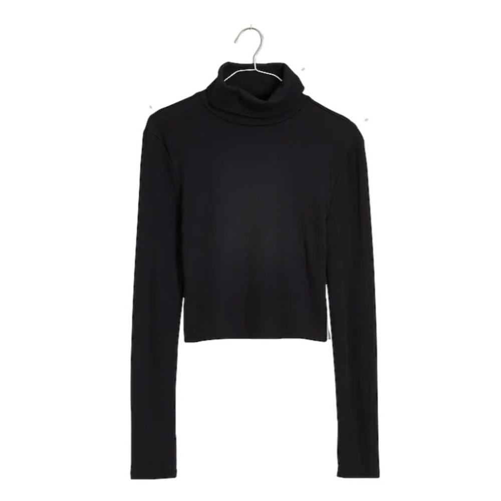Madewell Brightside Finerib Cropped Turtleneck - True Black. Small, NWT